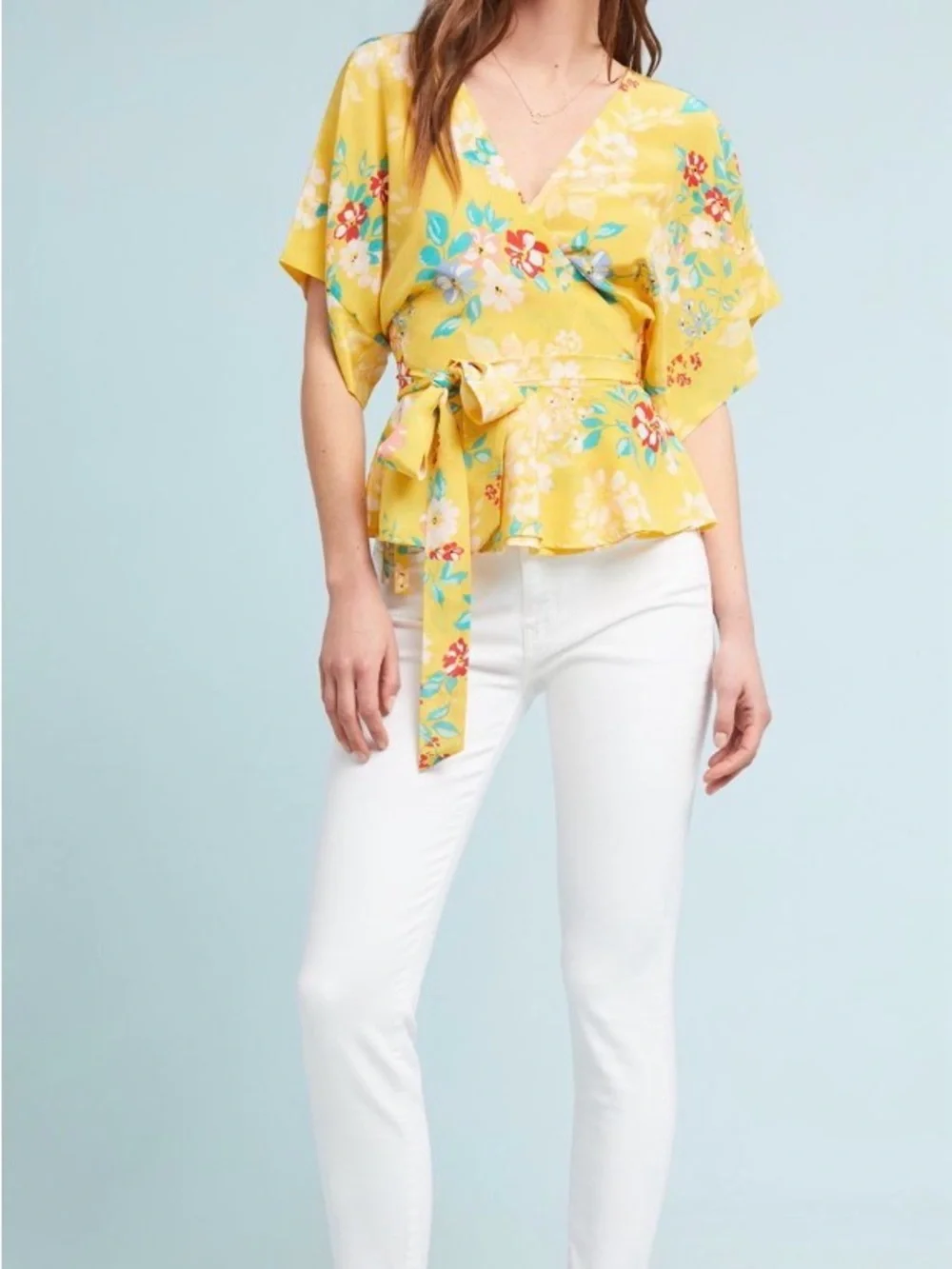 Anthropologie Yumi Kim-Thats A Wrap Happy Days Top Silk Floral-Size Small-NWT